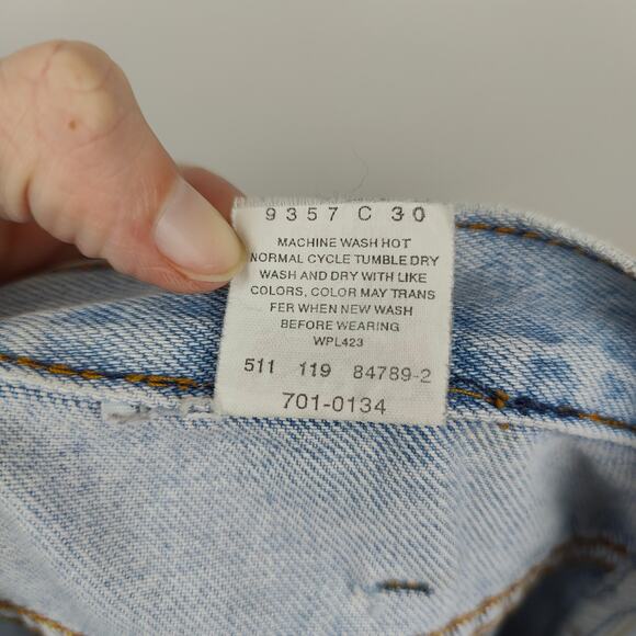 Vintage Levis 511 Jeans Womens 15x32‎  Light Wash High Rise Zip Fly 90s Vtg - Picture 9 of 10